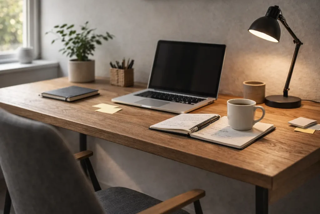 Minimalist home workspace illustrating why everyday problems feel harder when small inefficiencies accumulate