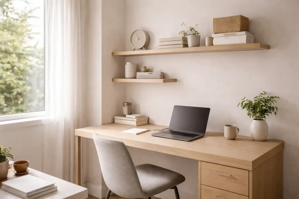 minimalist workspace with natural light representing structural efficiency and organized systems