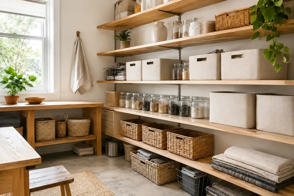 organized household storage system with structured shelving designed to prevent recurring home issues and support long-term stability